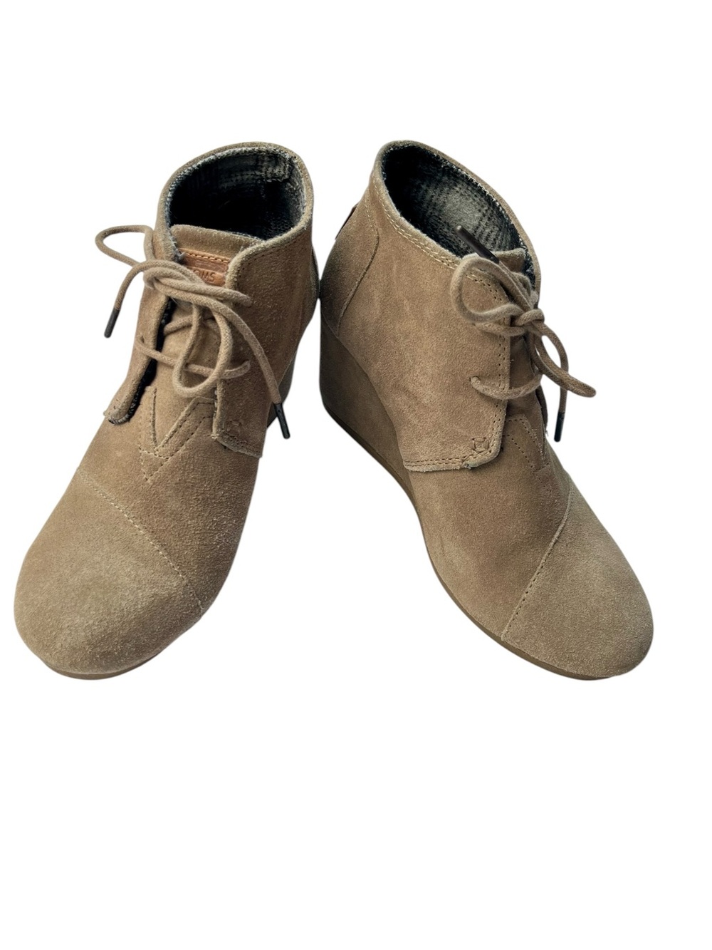 TOM’s Women's Taupe Lace-Up suede Wedge Ankle Boots size 8 W. - sku 2 - Picture 6 of 11